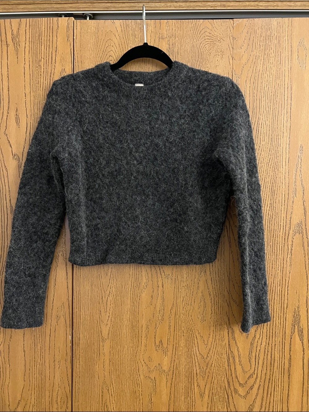 lululemon athletica Charcoal Cropped Fuzzy Crewneck Sweater